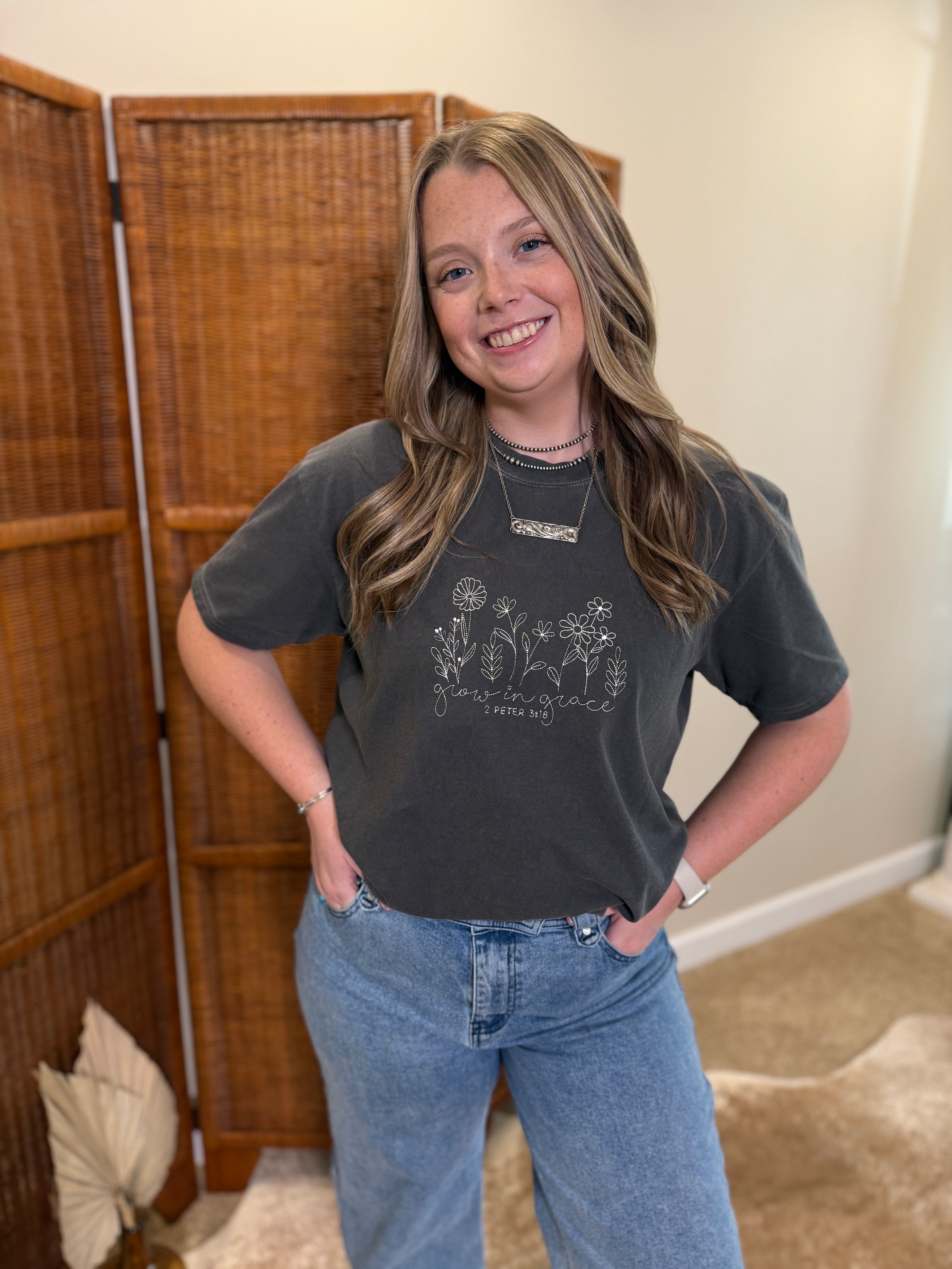 Grow in Grace Embroidered T-Shirt