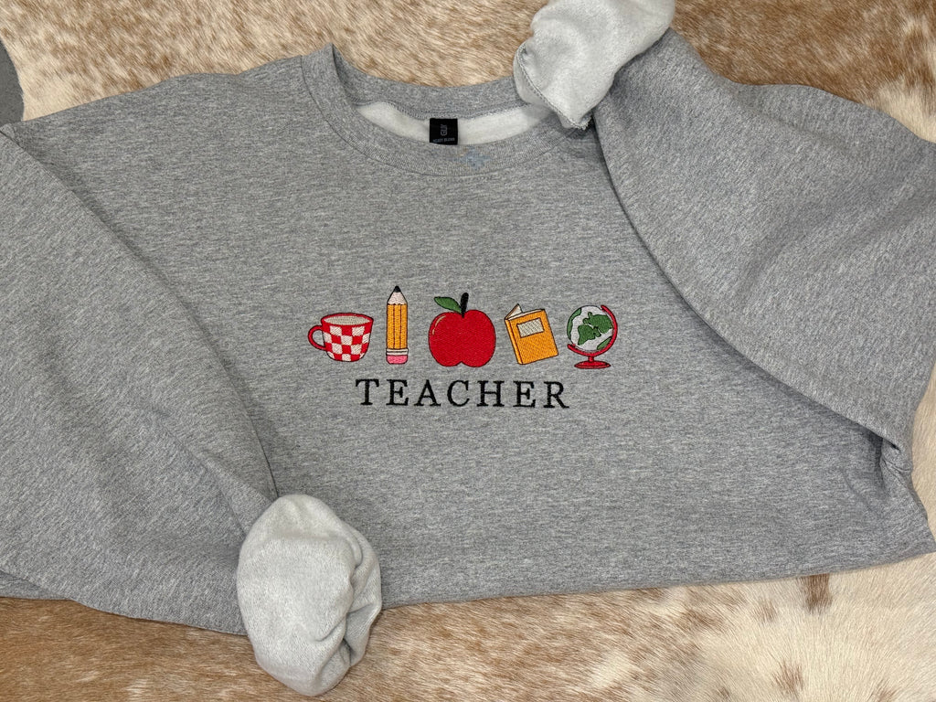 Teacher Icon Embroidered Crewneck