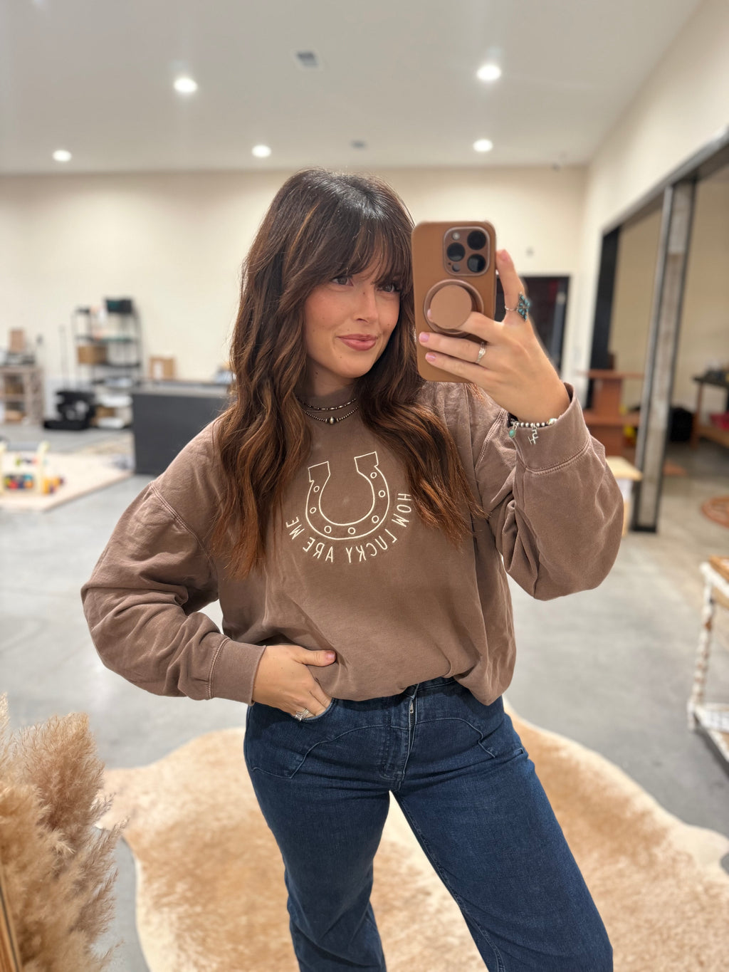 How Lucky Are We - Embroidered Crewneck