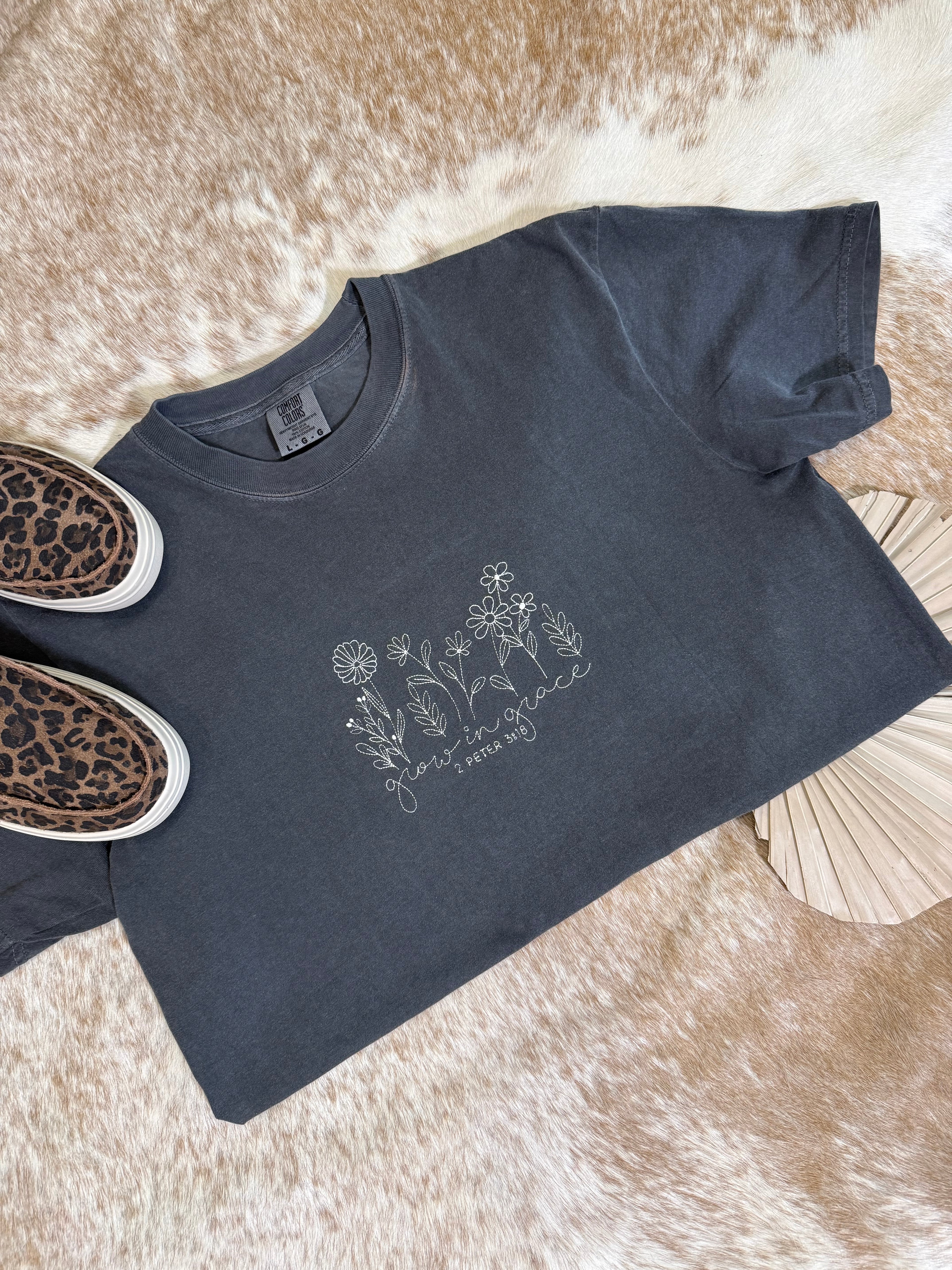 Grow in Grace Embroidered T-Shirt
