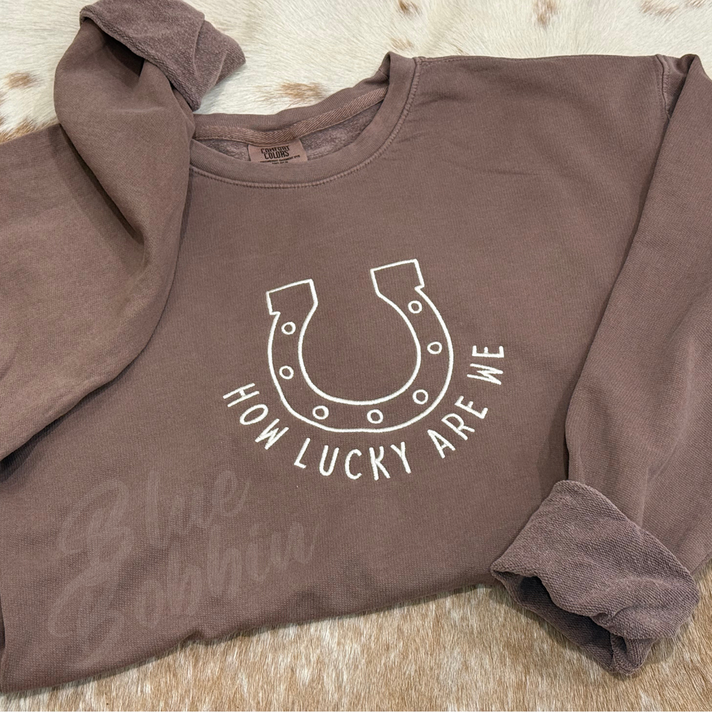 How Lucky Are We - Embroidered Crewneck