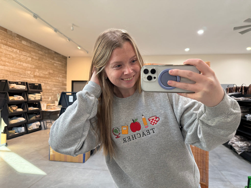 Teacher Icon Embroidered Crewneck