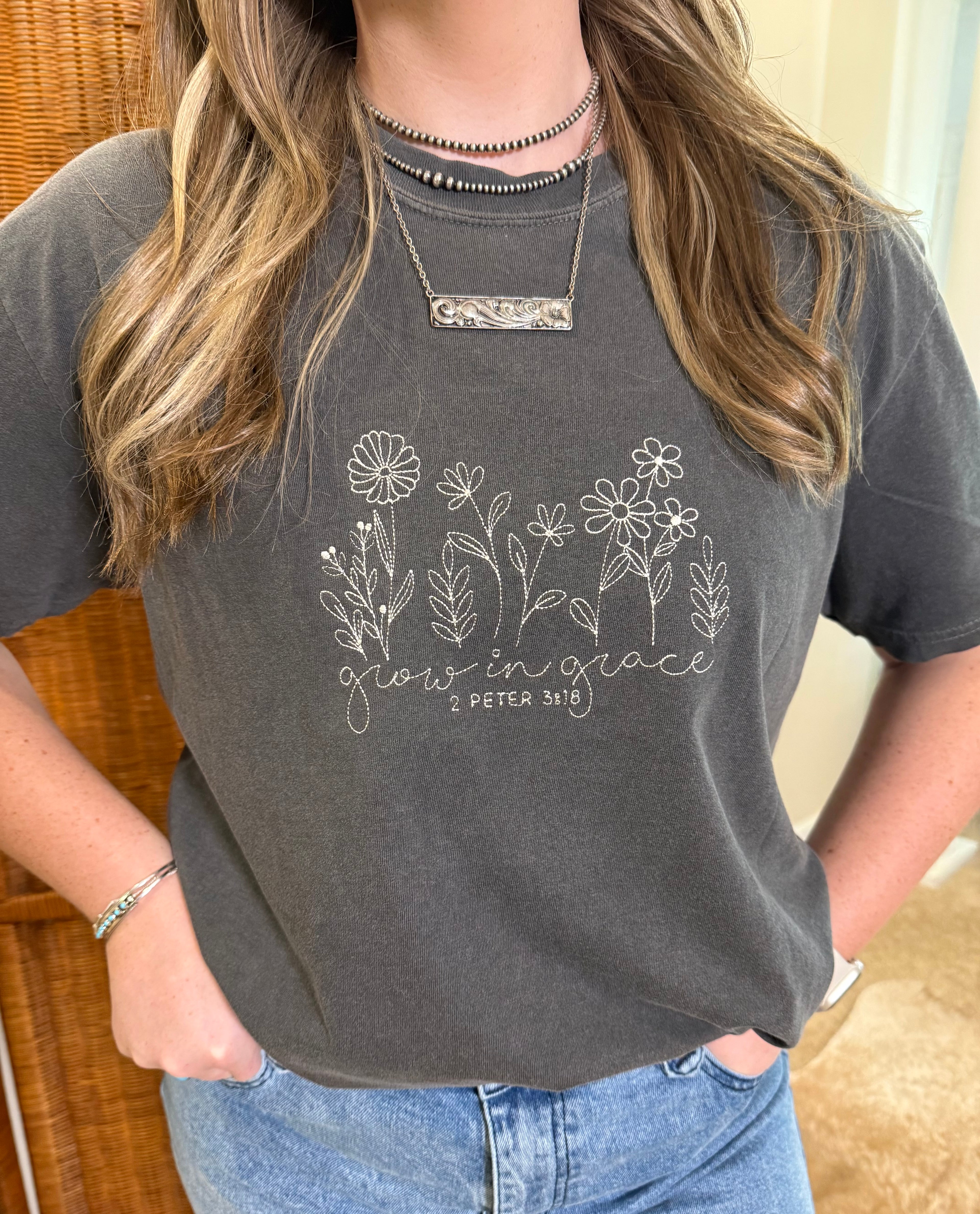 Grow in Grace Embroidered T-Shirt
